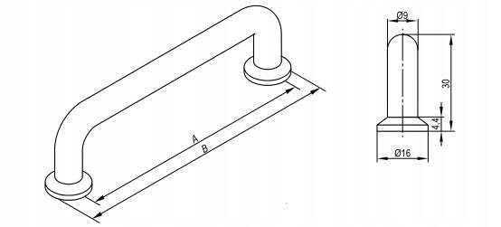 Uchwyt LIRA ZŁOTY POŁYSK Rejs okrągły • 320mm