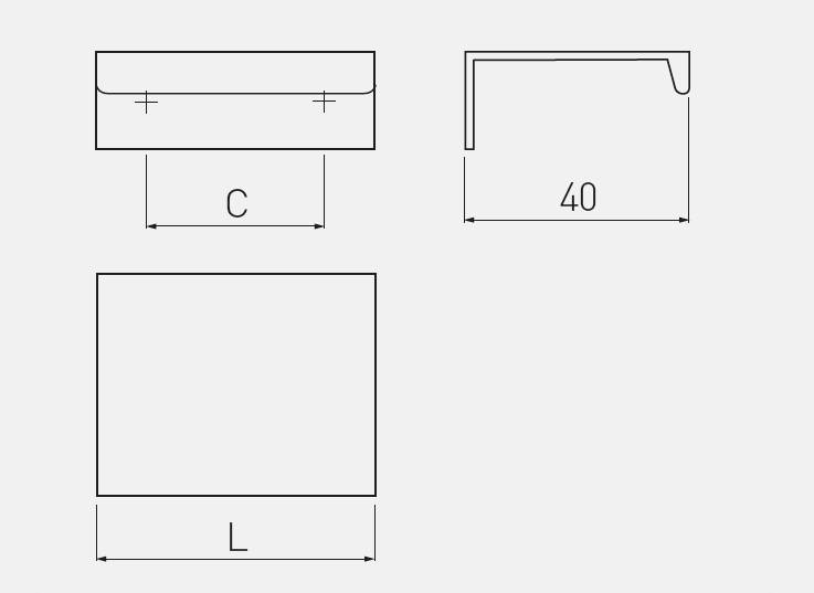 Uchwyt meblowy krawędziowy HEXI • Chrom • 192mm • 225mm