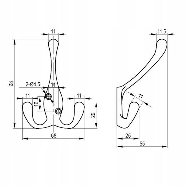 WIESZAK SORIA L PODWÓJNY CZARNY TI22.0040.14.055