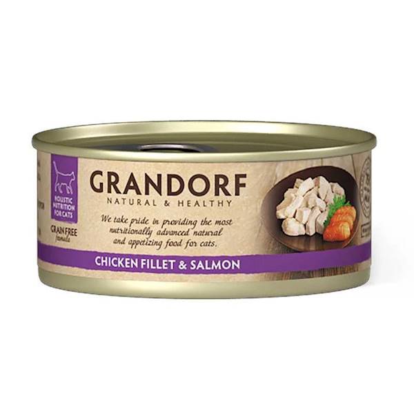 GRANDORF PUSZKA KOT 70G PIERŚ Z KURCZAKA Z ŁOSOSIE