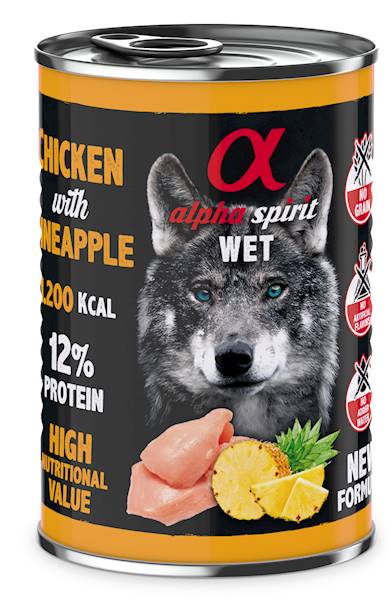 ALPHA SPIRIT PIES KURCZAK ANANAS 400G