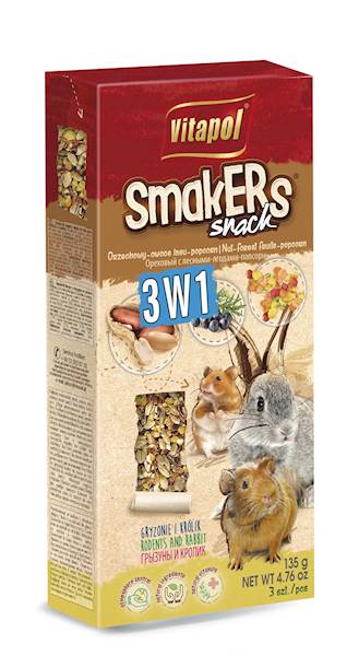 SMAKERS 3W1 GRYZONIE I KRÓLIK ORZECHOWY-OWOCOWY-PO