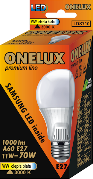 ONELUX E27 11W 1000 lm WW 3000K dioda Sams.75W(A)