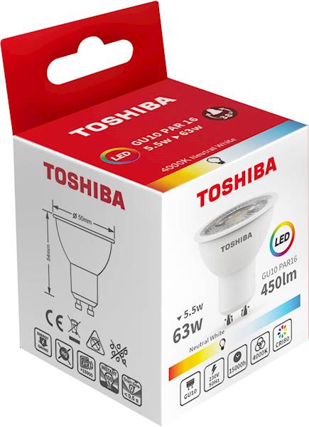 LED TOSHIBA GU10 5.5W 450 lm NW 4000K/63W/100