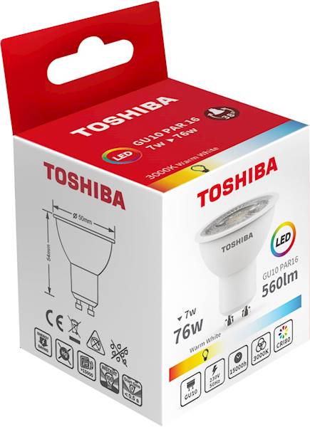 LED TOSHIBA GU10 7W 560 lm WW 3000K/76W /100