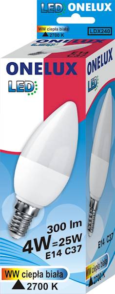 ONELUX LED E14 4W 330 lm WW 2700K C37 25W