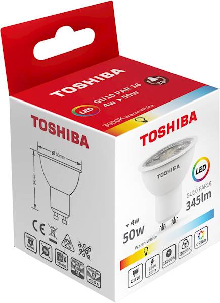 LED TOSHIBA GU10 4W 345 lm WW 3000K /50W /100