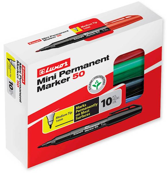 LUXOR MINI PERMANENT MARKER 50 BLACK/ opk=12 szt