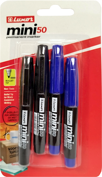 LUXOR MINI PERMANENT MARKER 50 MIX /kpl=4 szt/12