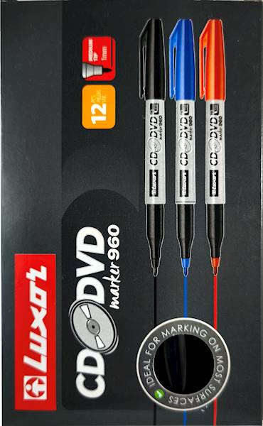 LUXOR CD&DVD MARKER BLACK (3501) opk=12 szt