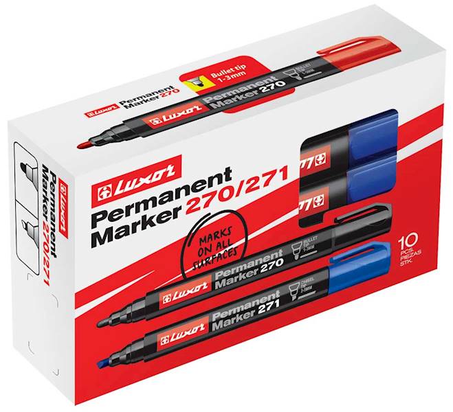 LUXOR PERMANENT MARKER 271 ŚCIĘ.RED/ opk=12szt