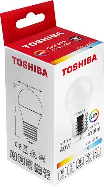 LED TOSHIBA E27 4.7W 470lm CW 6500K G45/ 40W/100