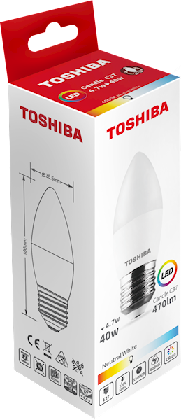 LED TOSHIBA E27 4.7W 470lm NW 4000K C37 /40W /100