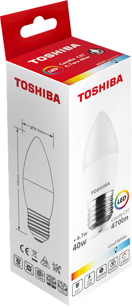 LED TOSHIBA E27 4.7W 470lmCW 6500K C37 /40W /100