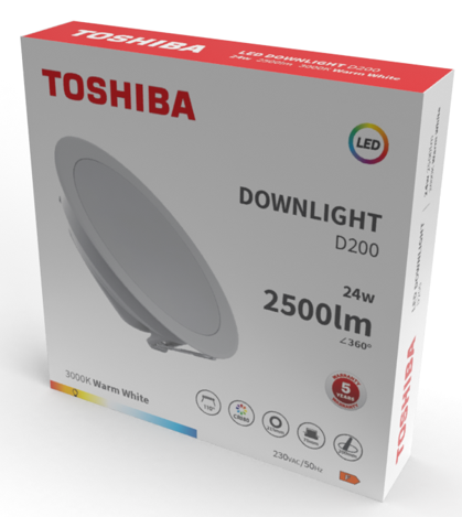 LED TOSHIBA DOWNLIGHT D200 24W 2500lm 3000K WW
