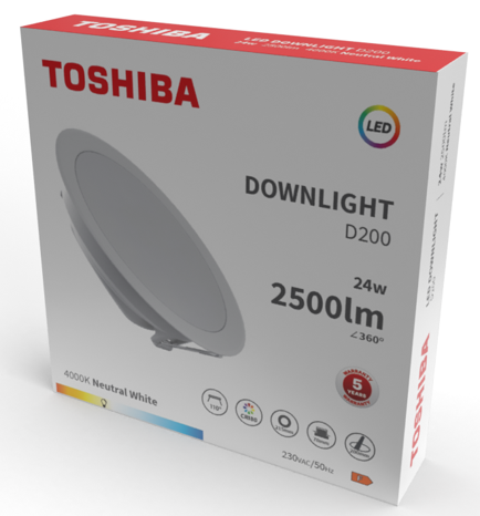 LED TOSHIBA DOWNLIGHT D200 24W 2500lm 4000K NW