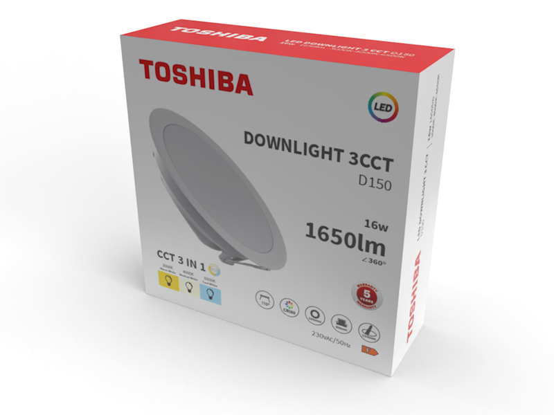 LED TOSHIBA DOWNLIGHT D150 16W 3CCT (3zm.barwy)