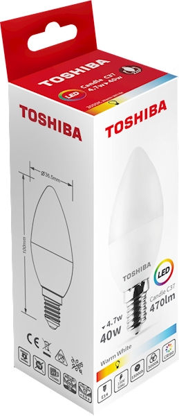 LED TOSHIBA E14 C37 4.7W WW 3000K / 40W /100