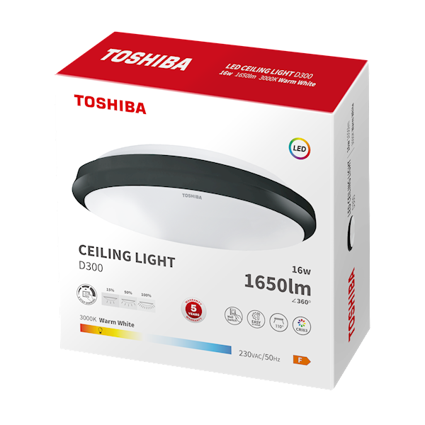 TSB LED CEILING D300 16W 1650 lm 3CCT /BLACK