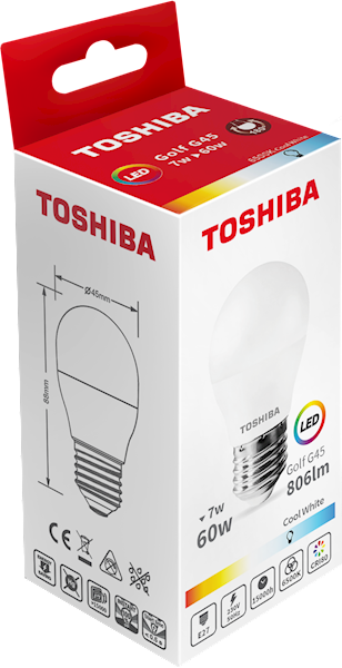 LED TOSHIBA E27 7W 806 lm CW 6500K G45 / 60W /100