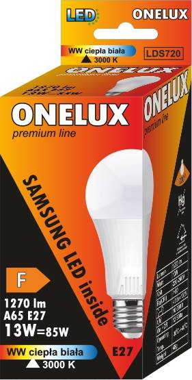 ..ONELUX E27 A65 13W 1270 lm WW 3000K d.Sams.85W
