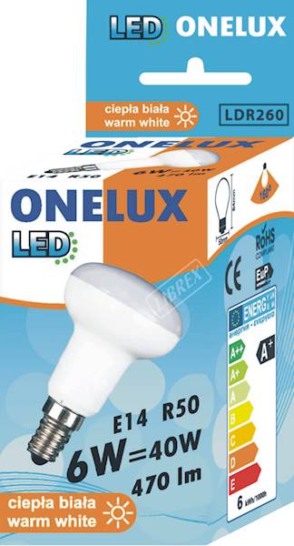 ..ONELUX LED R50 E14 6W 490 lm WW 3000K 40W