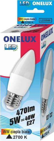 ..ONELUX LED E27 5W 470 lm WW 2700K św C37 40W
