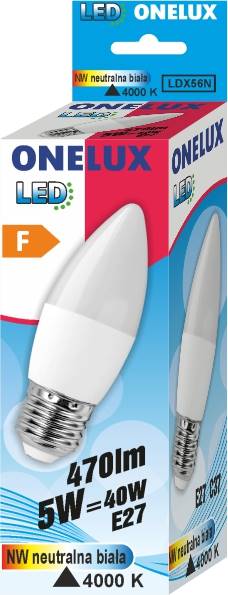 ONELUX LED E27 5W 470 lm NW 4000K C37 40W