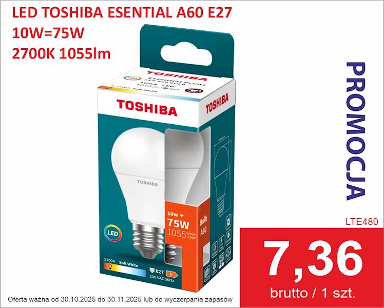 LED TOS.ESENTIAL A60 E27 10W 75W 2700K 1055lm/5/80