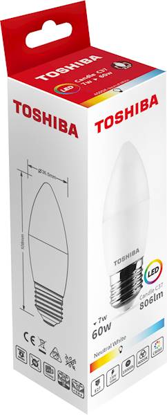 LED TOSHIBA E27 7W 806 lm WW 3000K C37 / 60W /100