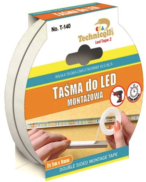 T 140 TAŚMA MONTAŻOWA DO LED 2*5M*9MM /12