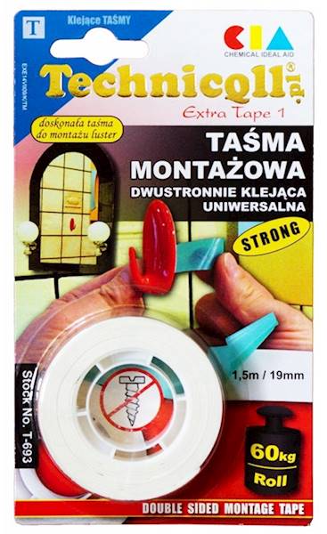 T 693 TAŚMA MONTAŻOWA DWUSTR. 1.5MX19mm /20