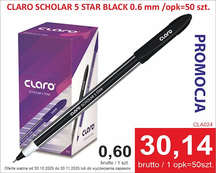 CLARO SCHOLAR 5 STAR BLACK 0.6 mm /opk=50 szt.