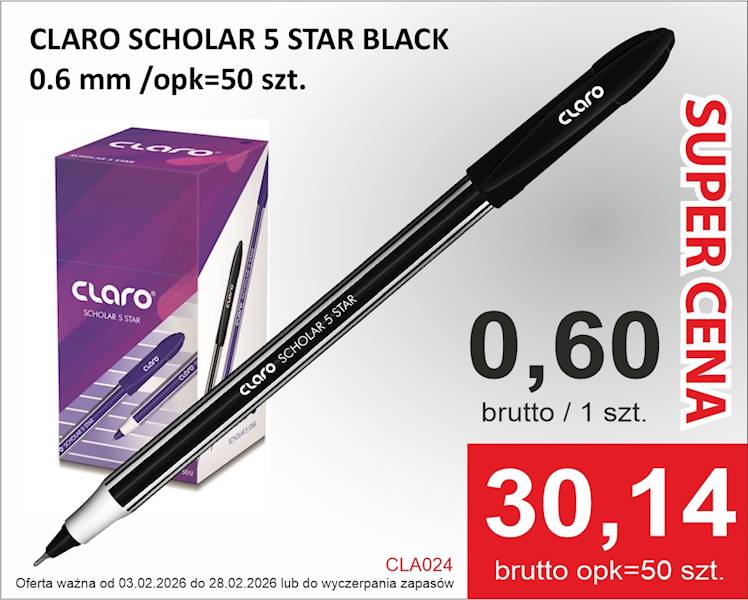 CLARO SCHOLAR 5 STAR BLACK 0.6 mm /opk=50 szt.