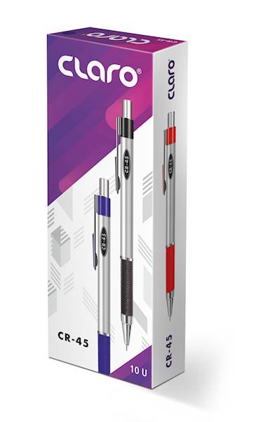 Długopisy CLARO CR-45 RED 0.7mm/opk=10 szt.