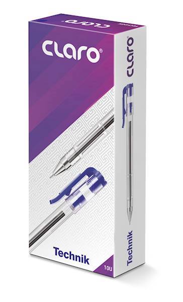 Długopisy CLARO TECHNIK RED 0.7 mm/opk=10 szt.