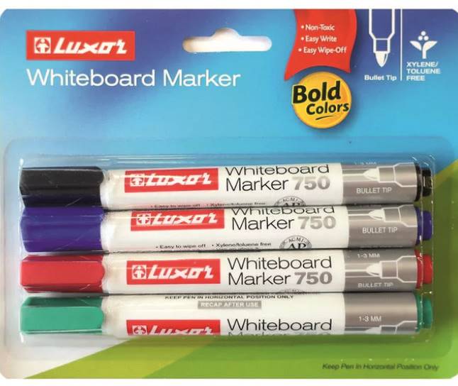 LUXOR MARKER WHITEBOARD 750 mix kpl=4 szt/12