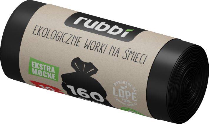 WORKI NA ŚMIECI RUBBI 160L a'10 CZARNE/15 35µ