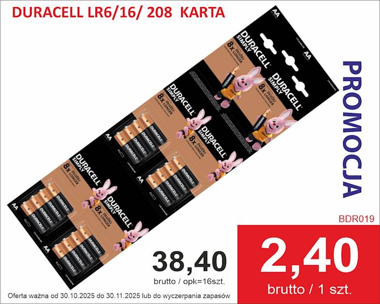 DURACELL LR6/16/ 208  KARTA