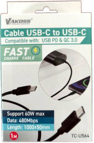 KABEL USB C-C 1m GUMA TCU 564 VAKOSS