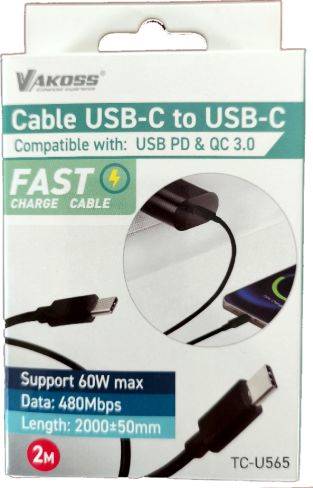 KABEL USB C - C 2m GUMA TCU565 VAKOSS