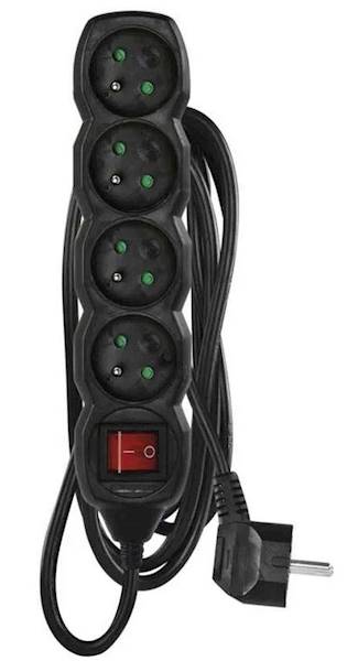 PC1413 PRZEDŁ.4G 3M UZIEM.+ WYŁĄCZNIK  CZARNY/5