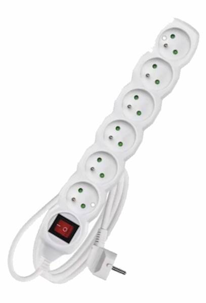 P1612 Przedłużacz 6g 2m Uziem. + Wył. Biały/5