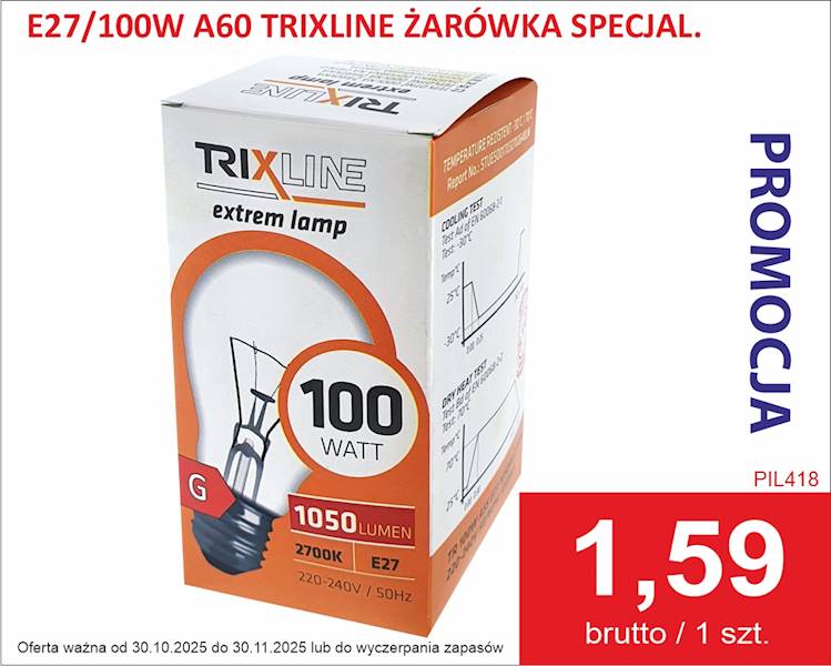 E27/100W A60 TRIXLINE ŻARÓWKA SPECJAL.