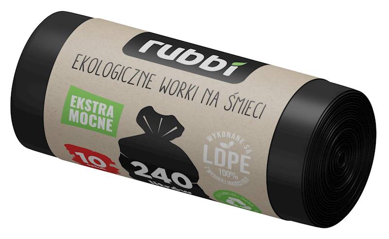 WORKI NA ŚMIECI RUBBI 240L a'10 CZARNE/15 35µ