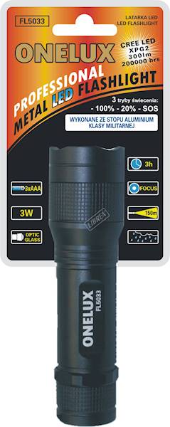FL5033 LATARKA ONELUX LCREE 3W/3*AAA/focus ALUM/40
