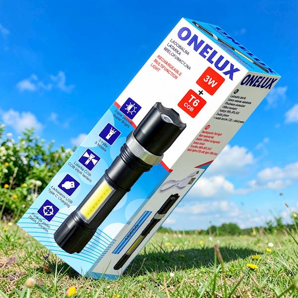 FL4501 Latarka ONELUX ŁAD.ALUM USB 3W+T6 COB  (IM)
