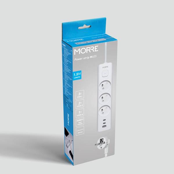LISTWA ZASILAJĄCA M-405 1.5M+USB A+2XUSB C+3X220V