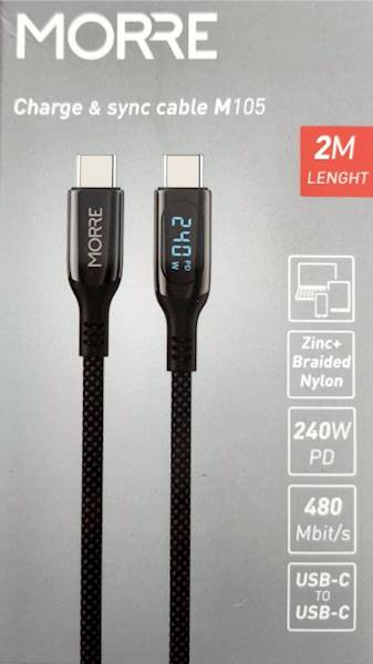 KABEL USB-C -C  2m MORRE M105 240W ZINC+BRAIDED