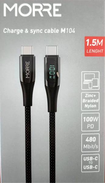KABEL USB-C -C  1.5m MORRE M104 100W ZINC+BRAIDED